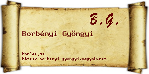 Borbényi Gyöngyi névjegykártya
